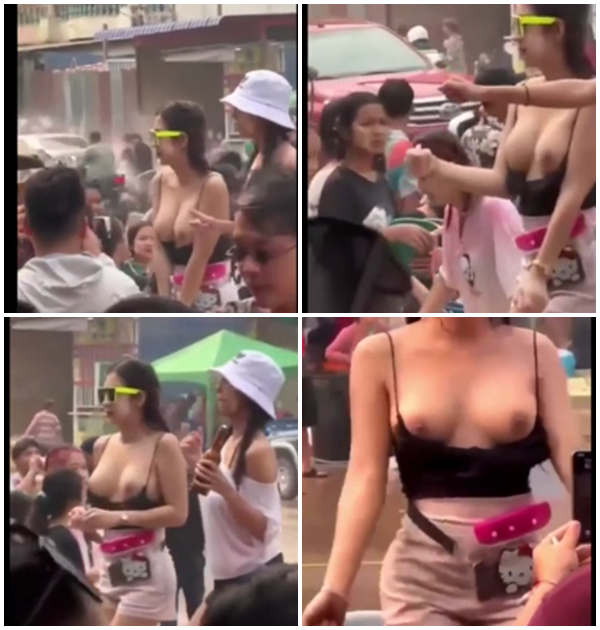 หลุดสงกรานต์2566 ก่อนลบสาววัยรุ่นเปิดหน้าอกโชว์เต้