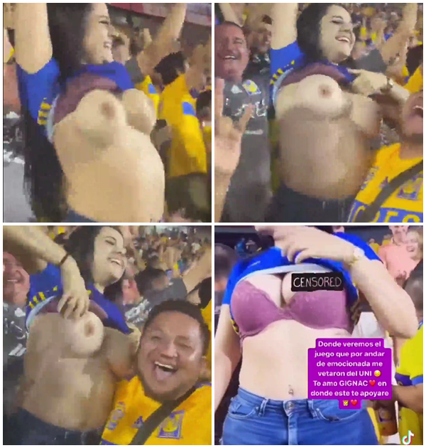 สาวเปิดนมโชว์ในสนามแข่งบอลเป็นข่าวดัง